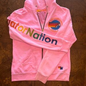 Neon pink aviator nation zip up hoodie